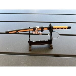 Table Top Mini Twin Japanese Samurai Sword Letter Openers, 8.5-Inch with Stand